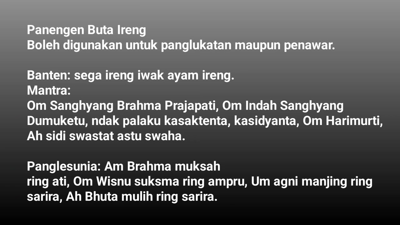 Mantra Penengen Buta Ireng