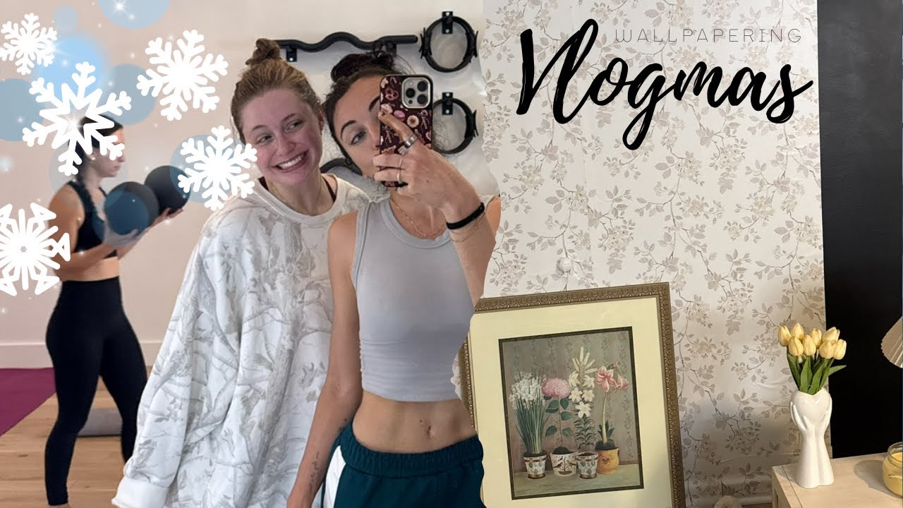 VLOGMAS 22 | my roomies move in!!! Painting walls, wallpapering, thrifting furniture, room design