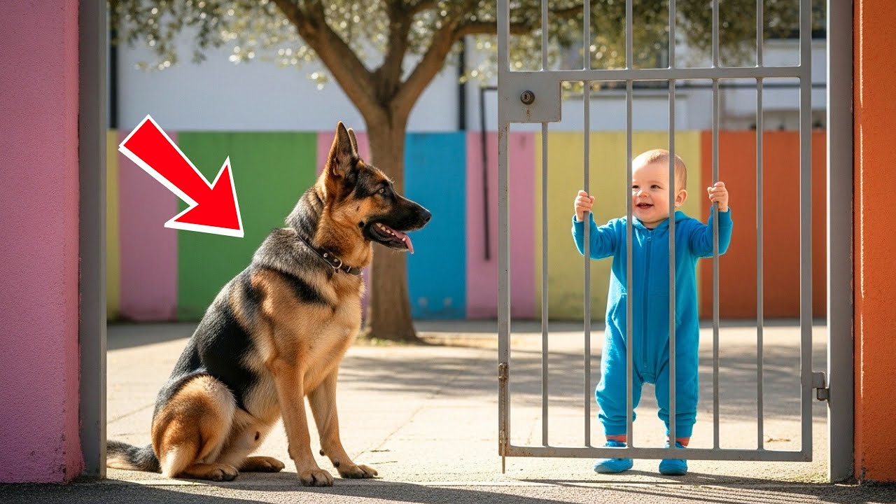Un Bébé Voit un Berger Allemand Fixer la Porte de l’École — Ce Qu’il Fait Ensuite Fait Pleurer Tous