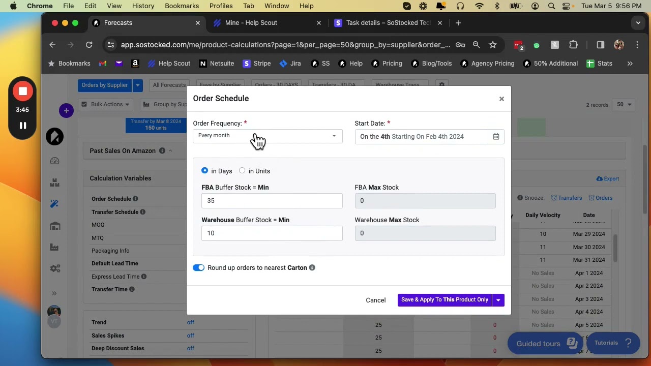 Onboarding - Order & Transfer Schedules