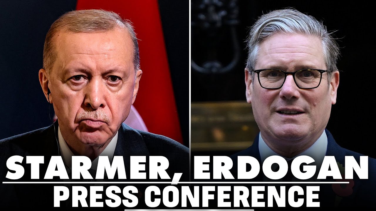 British PM Keir Starmer and Turkish President Tayyip Erdogan addresses news briefing in Ankara