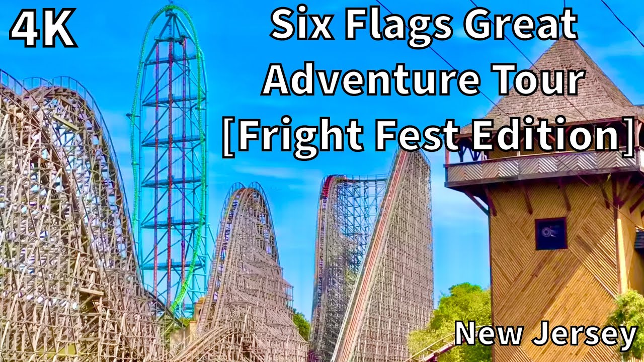 Six Flags Great Adventure Amusement Park Tour [Fright Fest Edition] - Jackson, New Jersey - USA [4K]