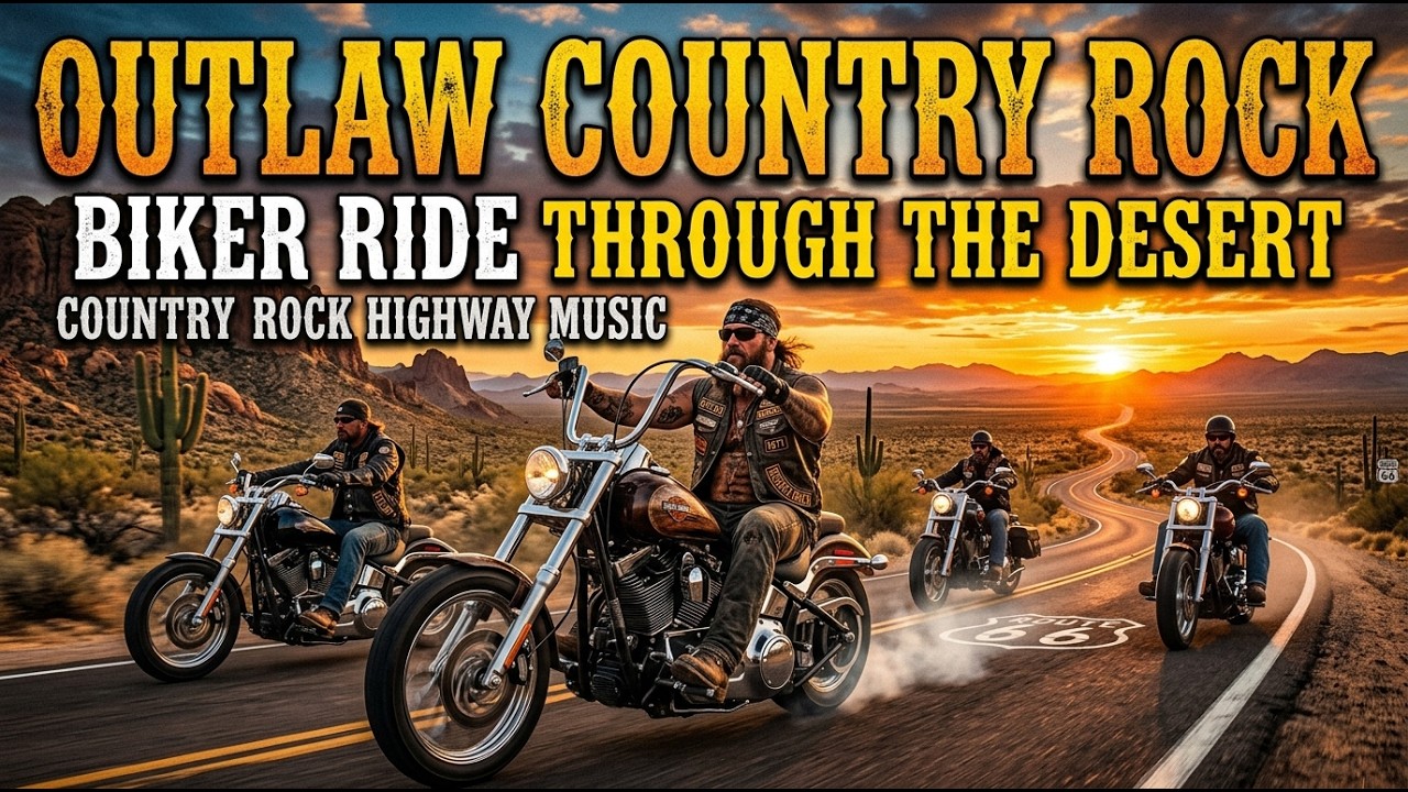 Best Outlaw Country Rock 🔥 Biker Ride Through the Desert 🌵 Country Rock Highway Music