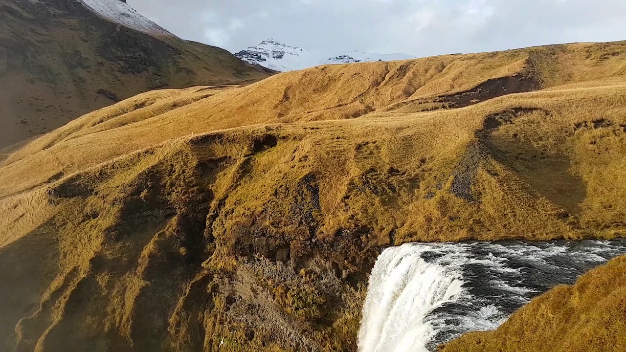 Skógafoss waterfall, Iceland: view from terrace