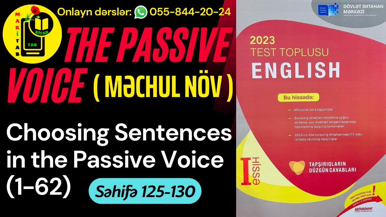 DİM YENİ TEST TOPLUSU 2023 İNGİLİS DİLİ | Choosing Sentences in the PASSIVE VOICE 1-62 | Məchul Növ