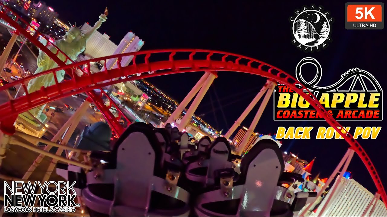 Big Apple Coaster Back Row POV Night OnRide 5K 60FPS 2024 | Rare Togo | New York New York, Las Vegas