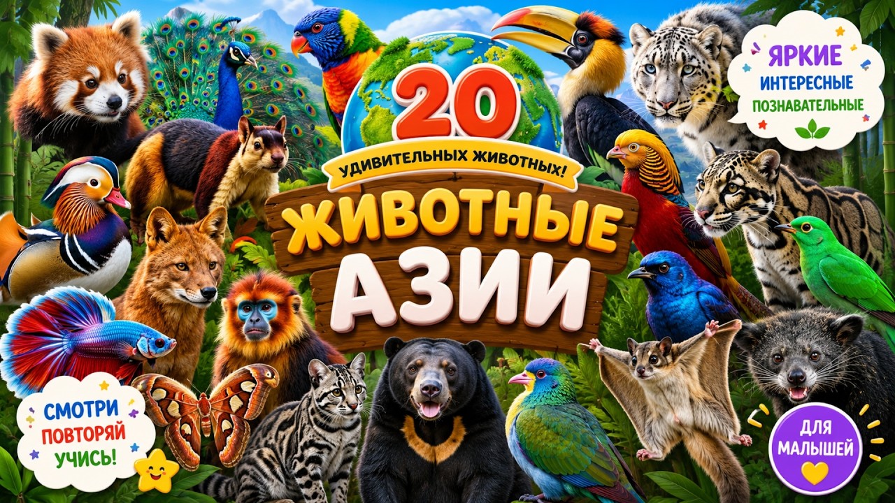 Животные Азии 🌏 | Развивающее видео для малышей 🐾
