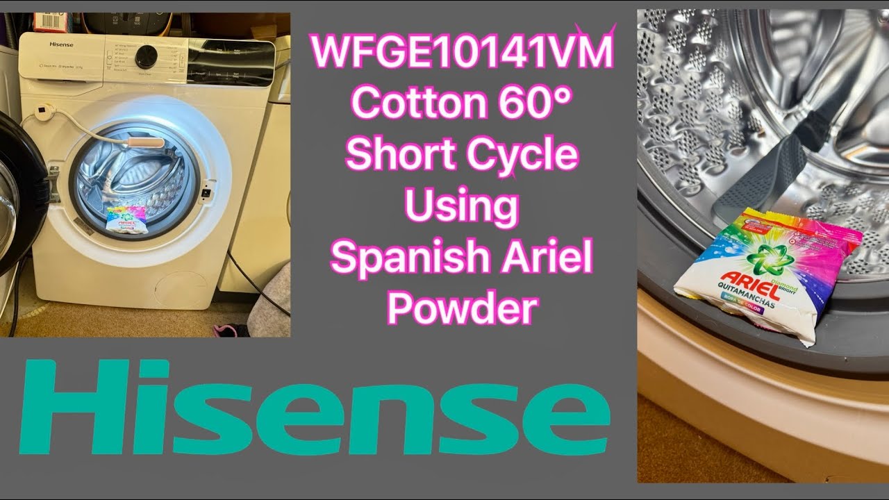 Hisense WFGE10141VM, Cotton 60 Short Cycle Using Spanish Ariel Powder @servisslimline 