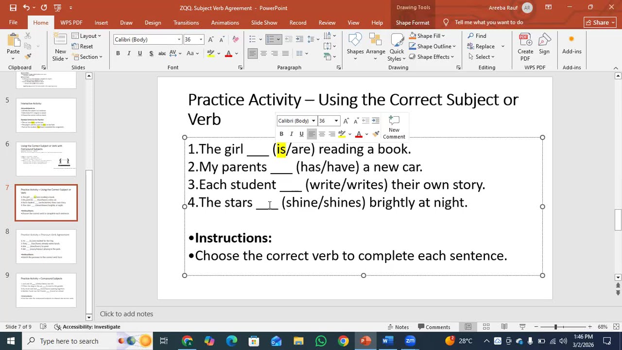 Subject Verb Agreement