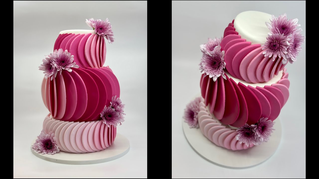 Geometric Pink Ombré Cake