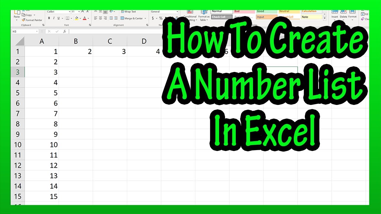 How To Create Different Types Of Numbered Lists (In Columns And Rows) In Excel Explained
