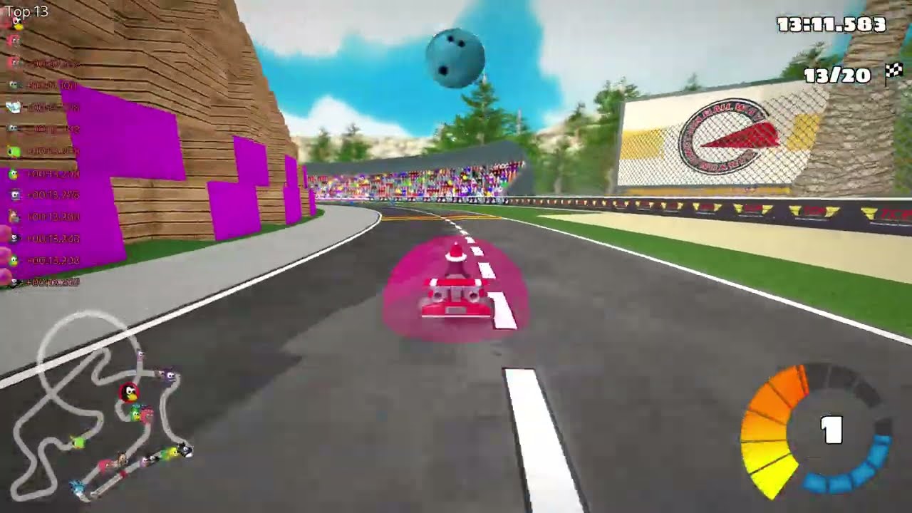 SuperTuxKart - RT4 Crowded Stadium, 20 laps, expert