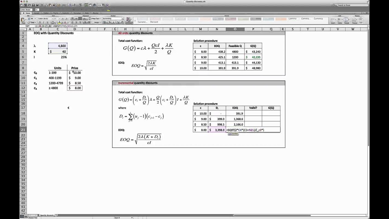 Incremental Quantity Discouts