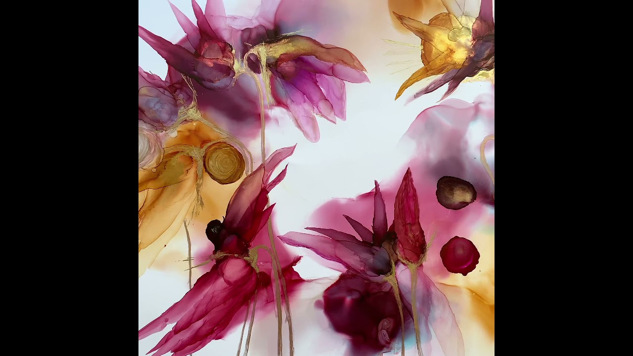 &lsquo;Floral galaxy&rsquo; Alcohol ink flowers by Aesthetic Alchemy Art.