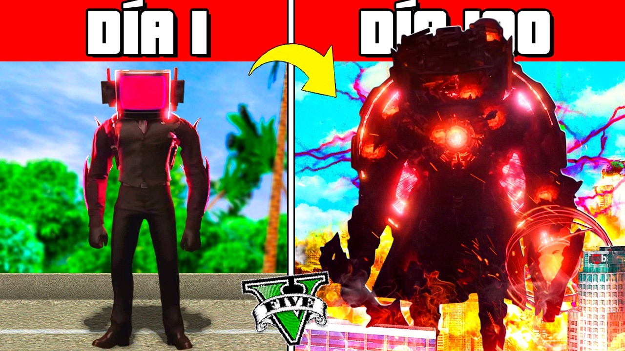 SOBREVIVÍ 100 DÍAS como TITAN TVMAN WATCHMAN OF THE DOOM en GTA 5!! (Skibidi Toilet mod)