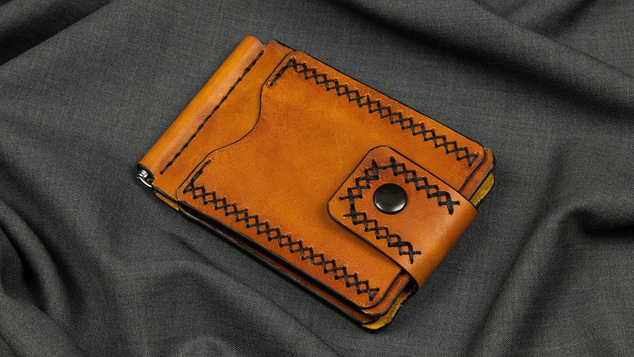 Кошелёк из кожи своими руками. Зажим для денег / Silmple leather wallet handmade leathercraft