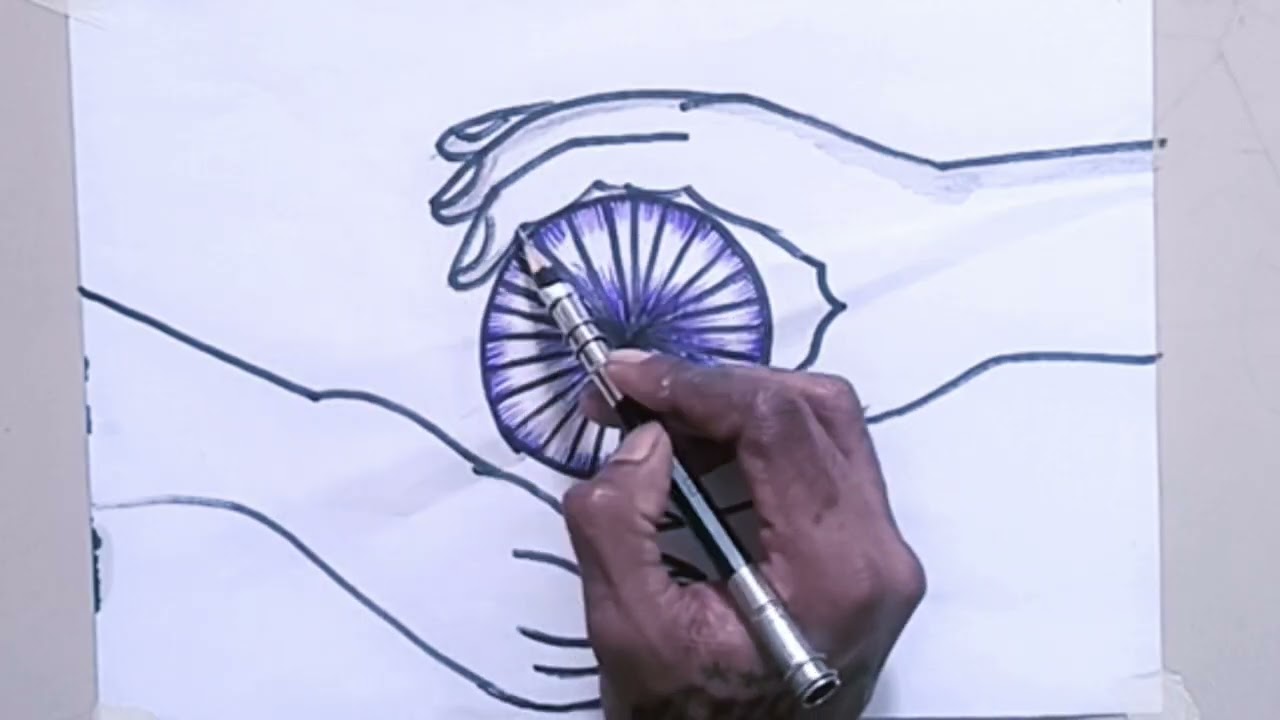 💫How To Draw Happy Republic Day ||Drawing Hand And Ashok Chakra ||Independence Day Drawing//@ArunArt