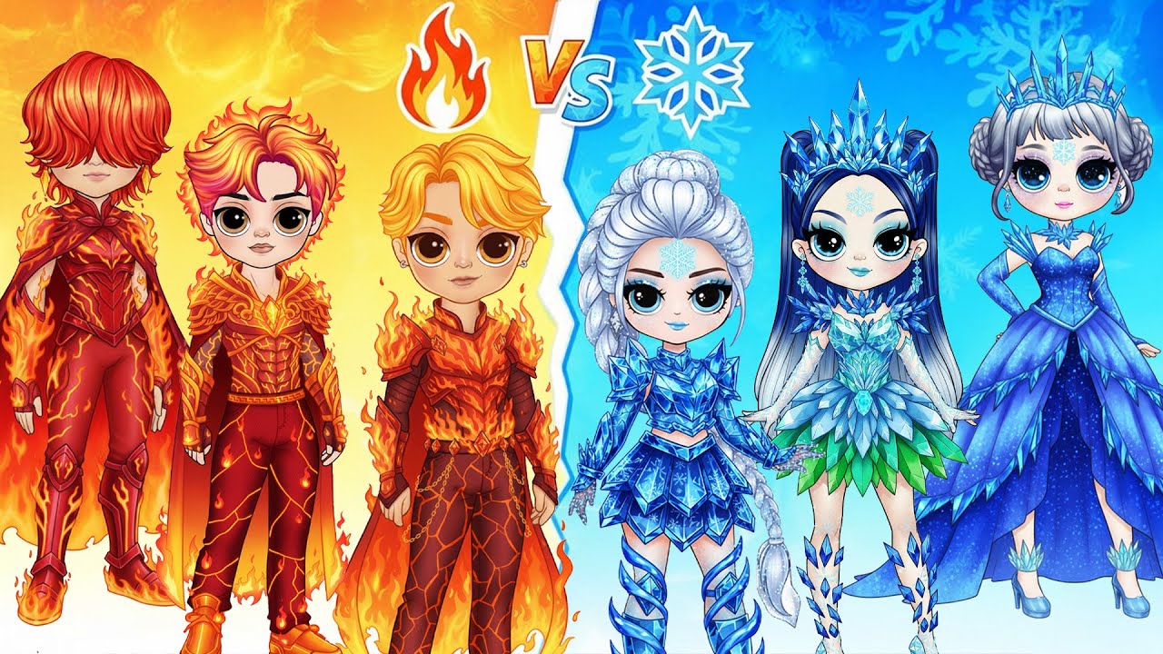 Huntrix & Saja Boys: Fire Boy vs Ice Girl Fashion Battle 🔥❄️| DIY Fashion Paper Dolls