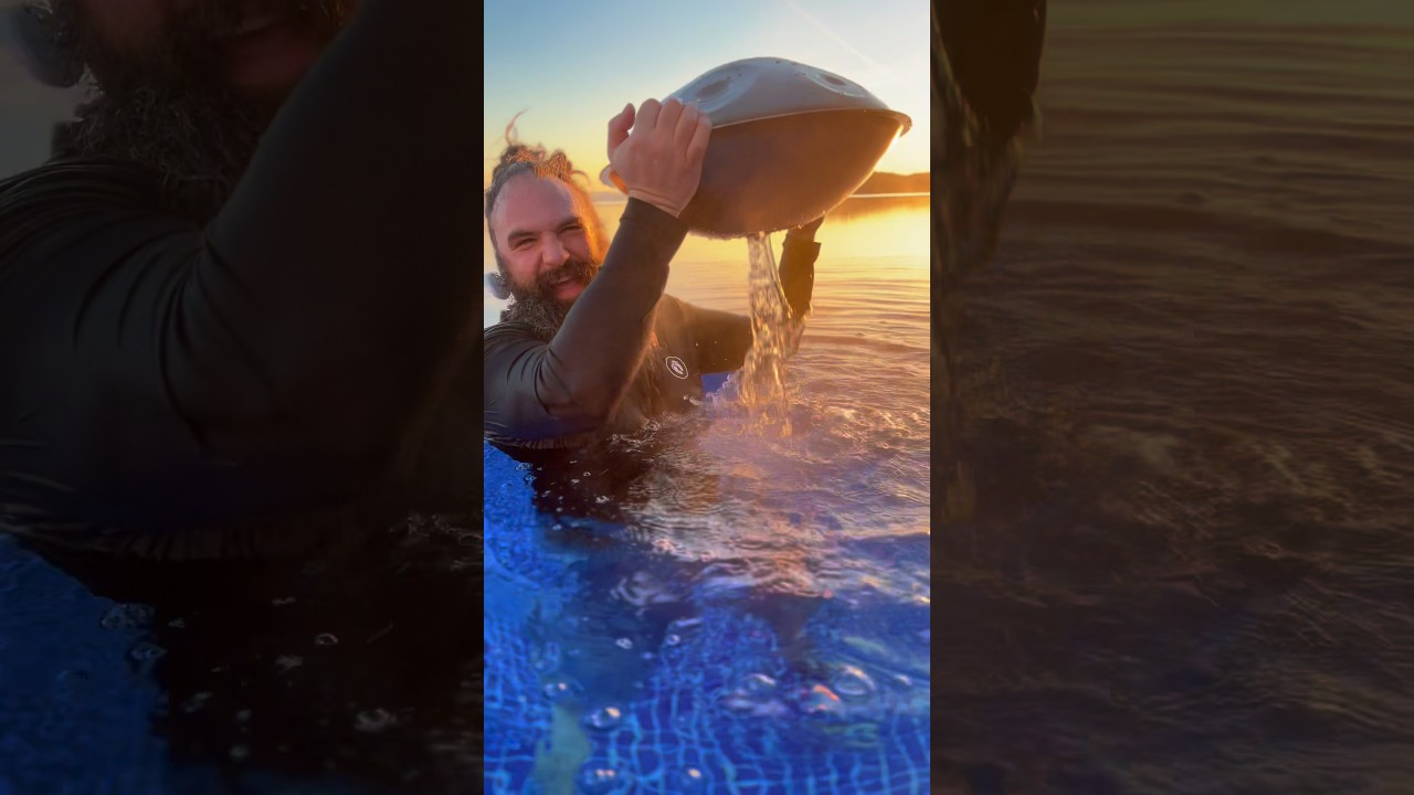 Что мне попробовать дальше??? 🛸🤷&zwj;♂️🛸 @thecoeurdaleneresort7574 #handpan #water #asmr #sunset #beard