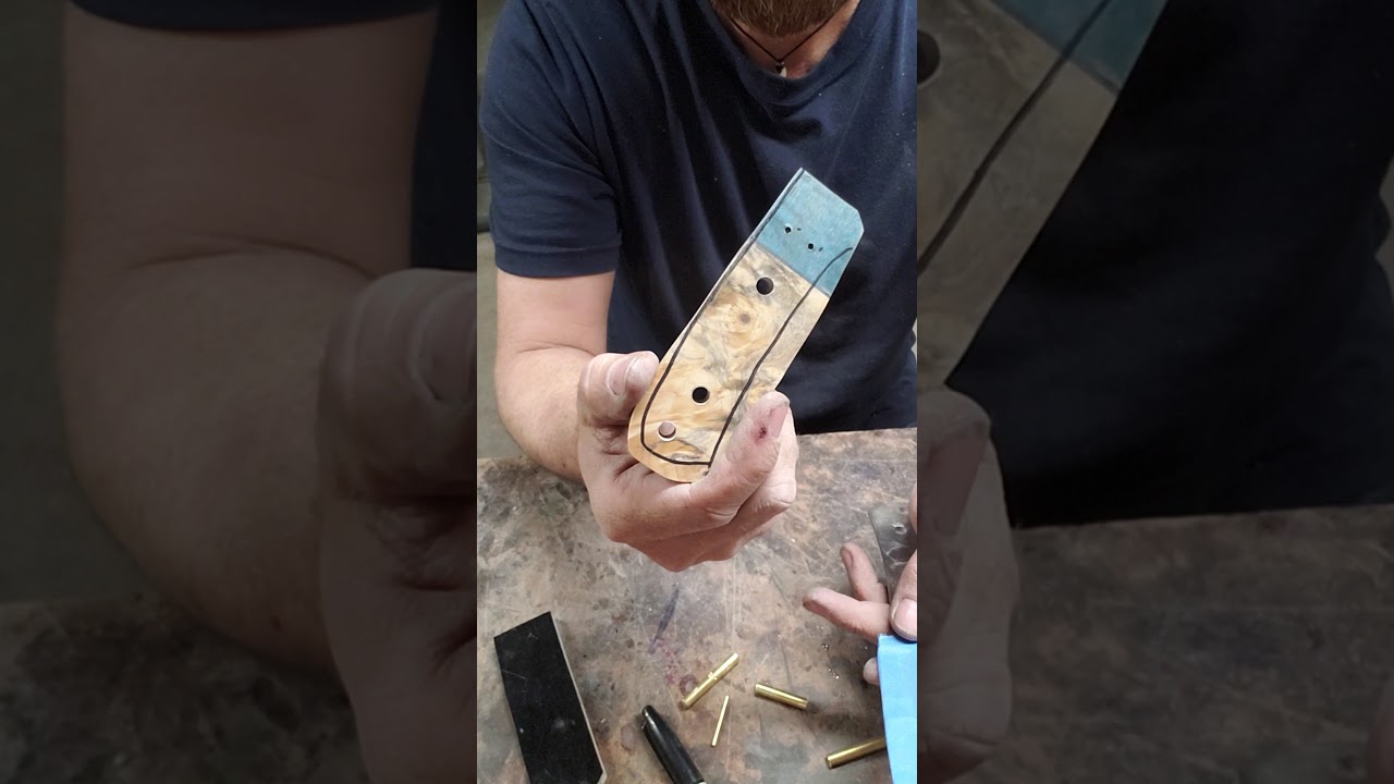 How I drill my pin holes in handles to make sure they line up.