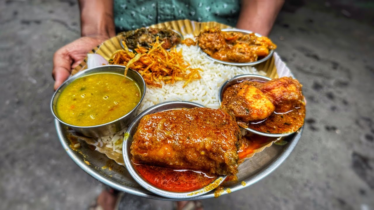 Low Cost Bengali Rice Plate Thali At ₹35 Only | Kolkata Street Food | Indian Street Food