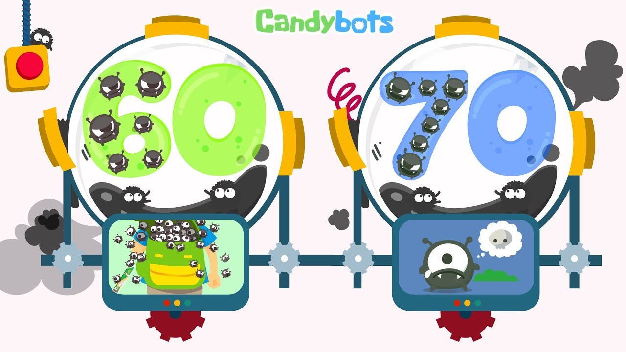 Candybots Numbers 123 - Learn counting 60 to 70 number - Education Apps for Kids