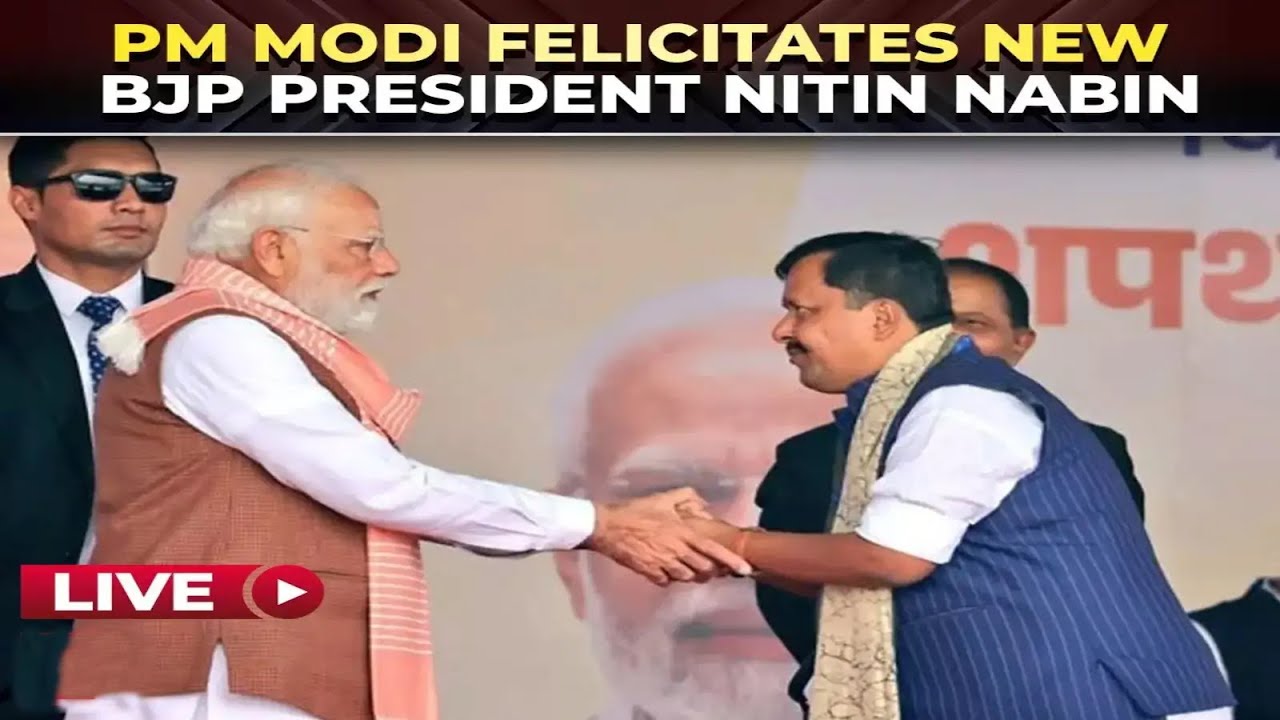 LIVE: PM Modi felicitates new BJP President at Party HQ in Delhi