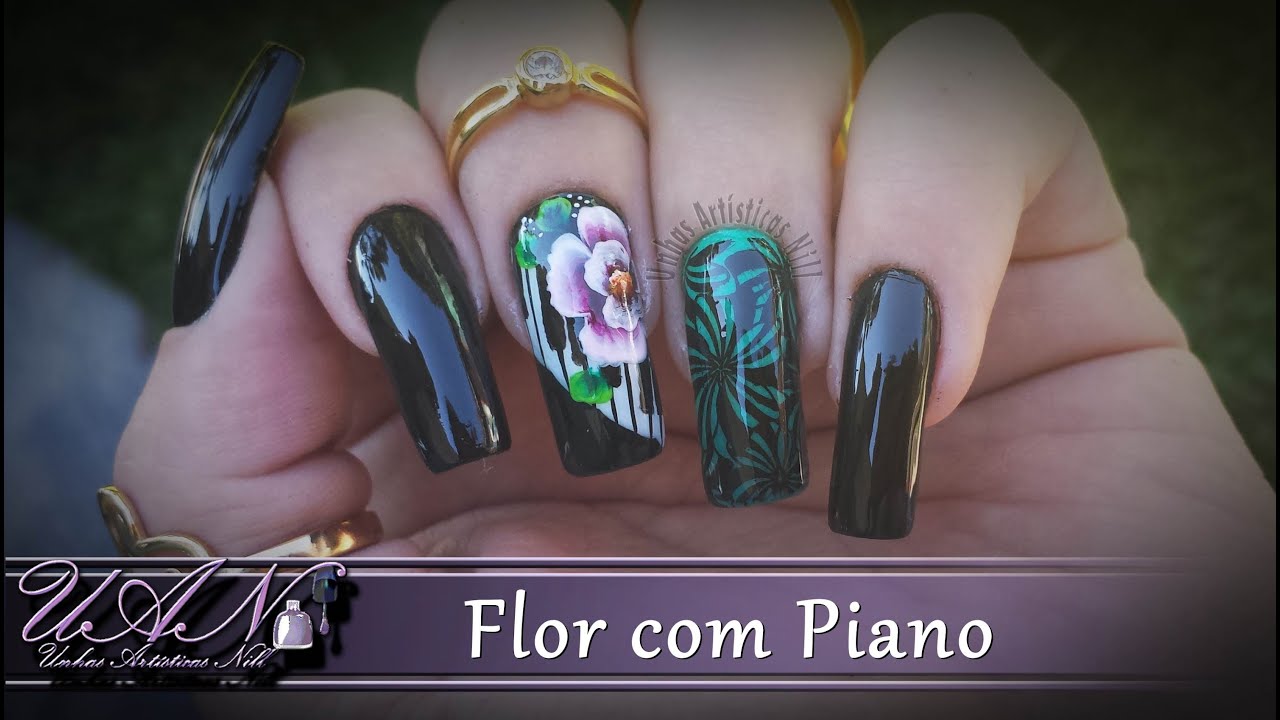 Passo a passo Flor com Piano - Unhas Artísticas Nill