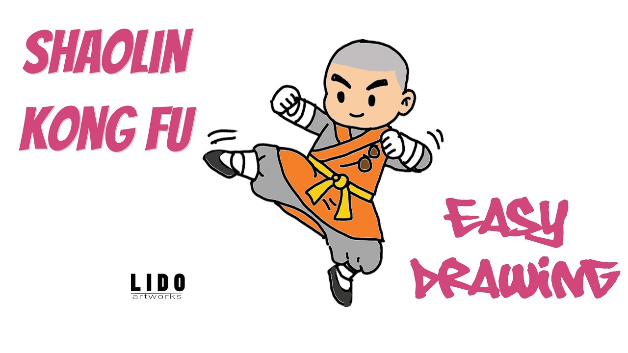How to Draw a Cute Shaolin Monk Simple Martial Arts Tutorial #lidoartworks