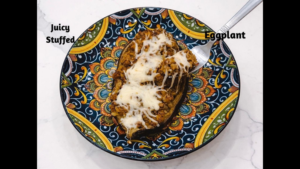 Spanish Stuffed Eggplant with Ground Beef | Easy Mediterranean Baked Eggplant