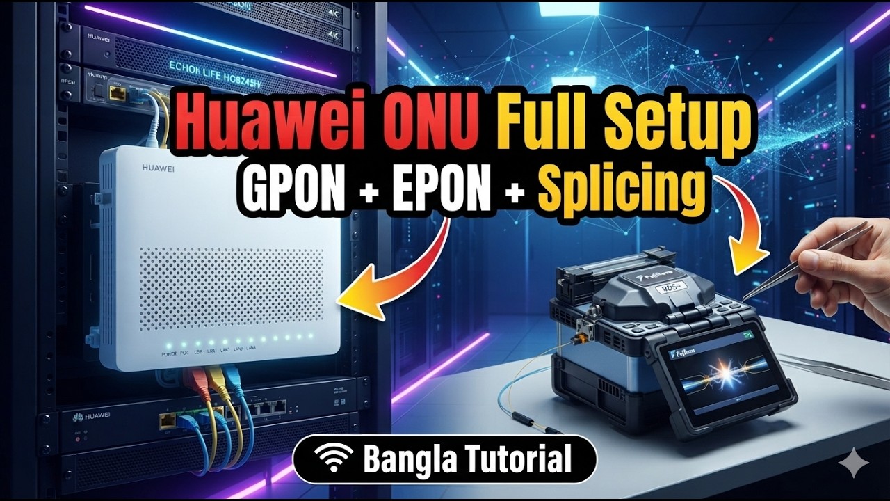 Huawei 4port Gpon/epon onu full setup with real time splice maching work 2020
