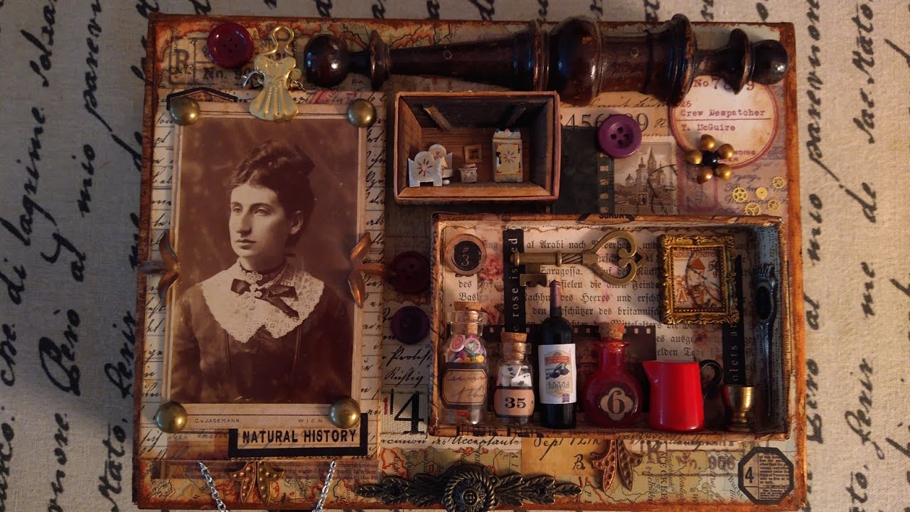 Vintage Junk Journal in altered cigar box (sold)