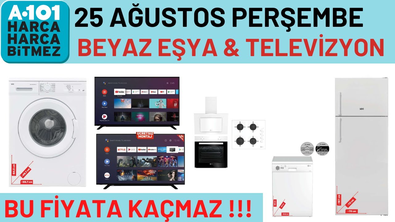A101 25 AĞUSTOS | BEYAZ EŞYA | TELEVİZYON | A101 İNDİRİM | #A101 #AKT&Uuml;EL - RESMİ KATALOG &Uuml;R&Uuml;NLERİ