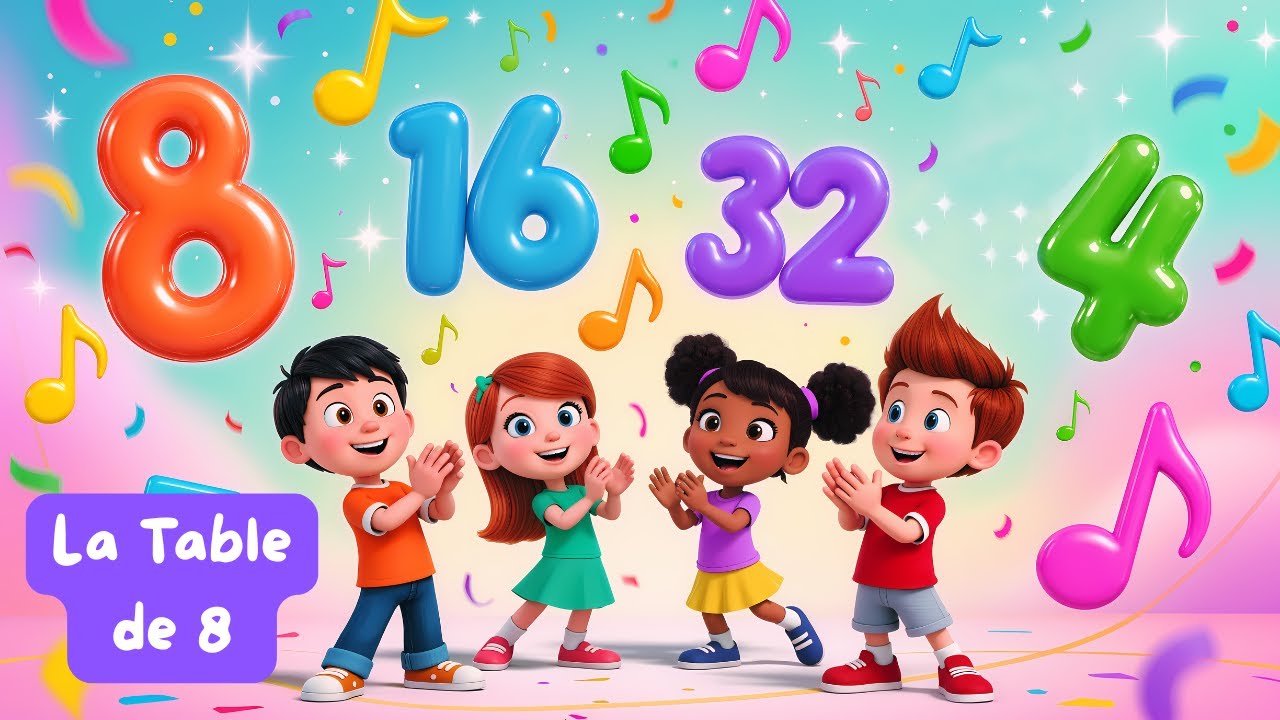 La Table de 8 en Chanson 🎵 Apprendre les Multiplications Facilement | Comptines Maths Enfants