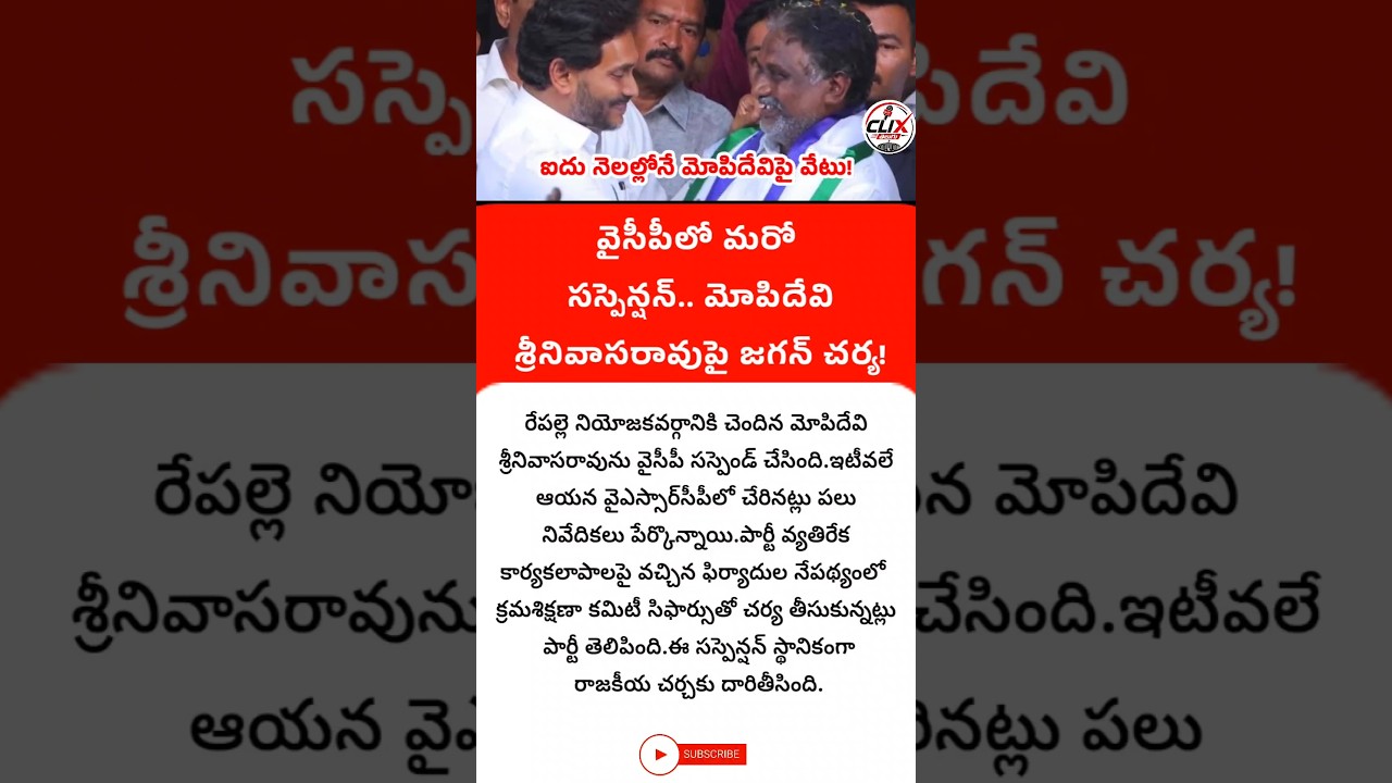 Another suspension in YSRCP; Jagan takes action against Mopidevi Srinivasa Rao #YSRCP #MopideviSr...