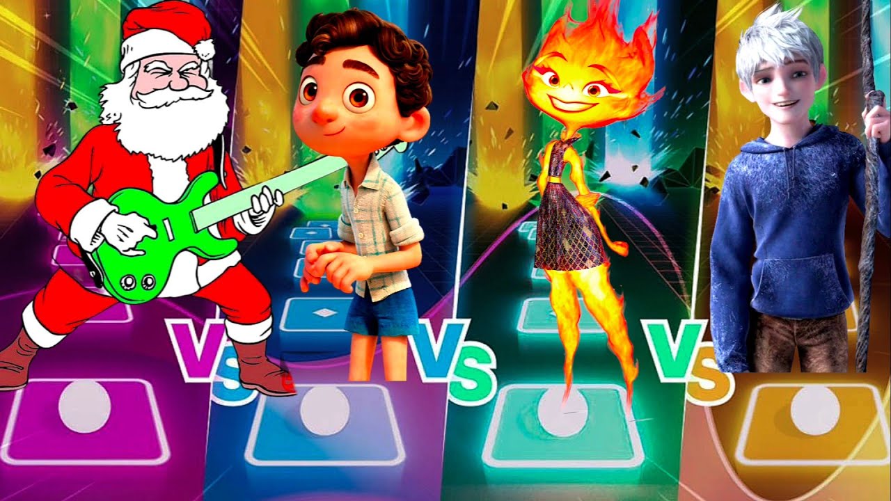 Santa vs Luca vs Elemental vs Guardians Tiles Hop EDM Rush