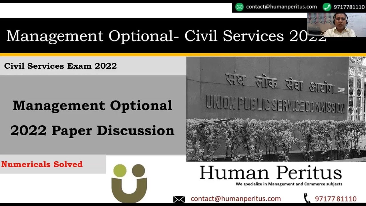 UPSC Management Optional 2022 | Paper Analysis I Numericals Solution
