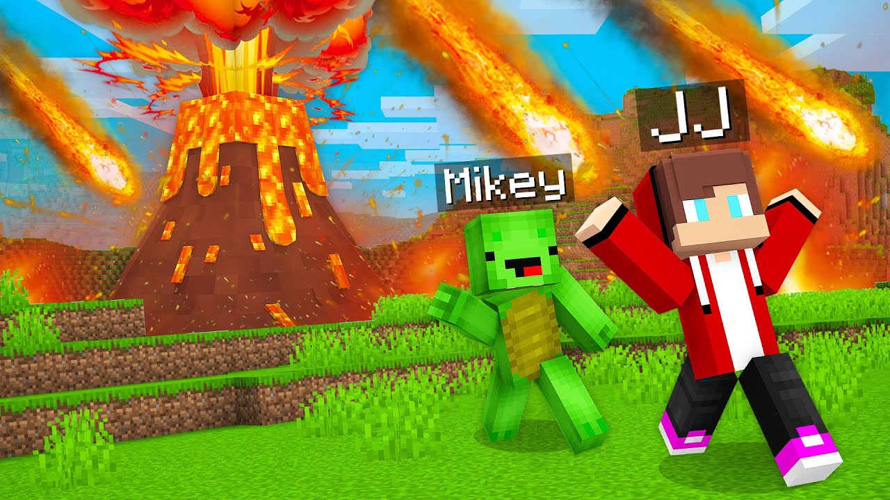 Mikey and JJ Are Escaping An Erupting Volcano in Minecraft (Maizen)