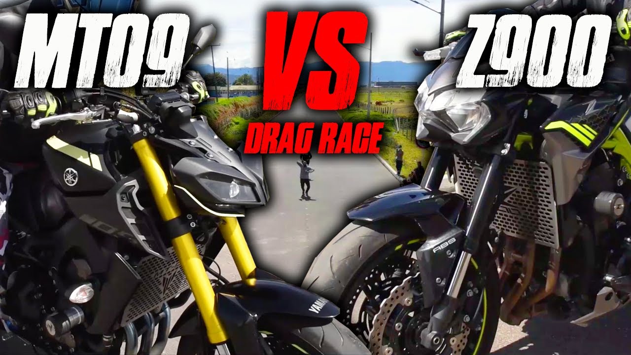 Z900 VS MT09 Drag Race