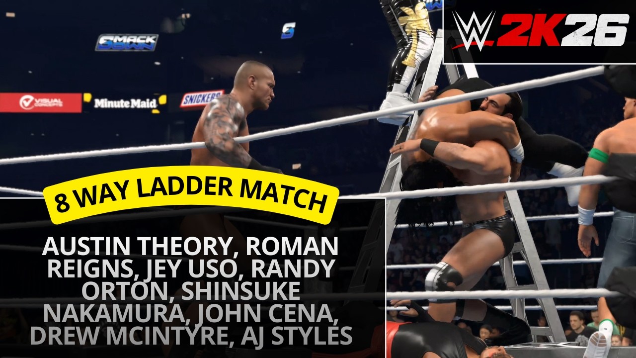 WWE 2K26 – Roman Reigns vs John Cena vs Randy Orton vs AJ Styles (8 Way Ladder Match)