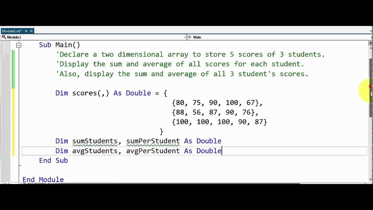 Visual Basic - Multidimensional Arrays