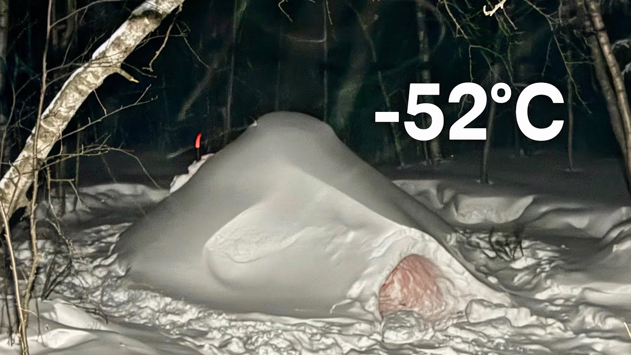 3 Days Solo WINTER CAMPING in the Mountains | IGLOO Shelter & Wood Stove in Deep Snow