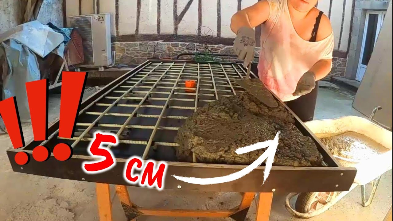TABLE BETON OUTDOOR  5 CM -TECHNIQUE INCROYABLE - le plateau partie 1/2- TIME LAPSE