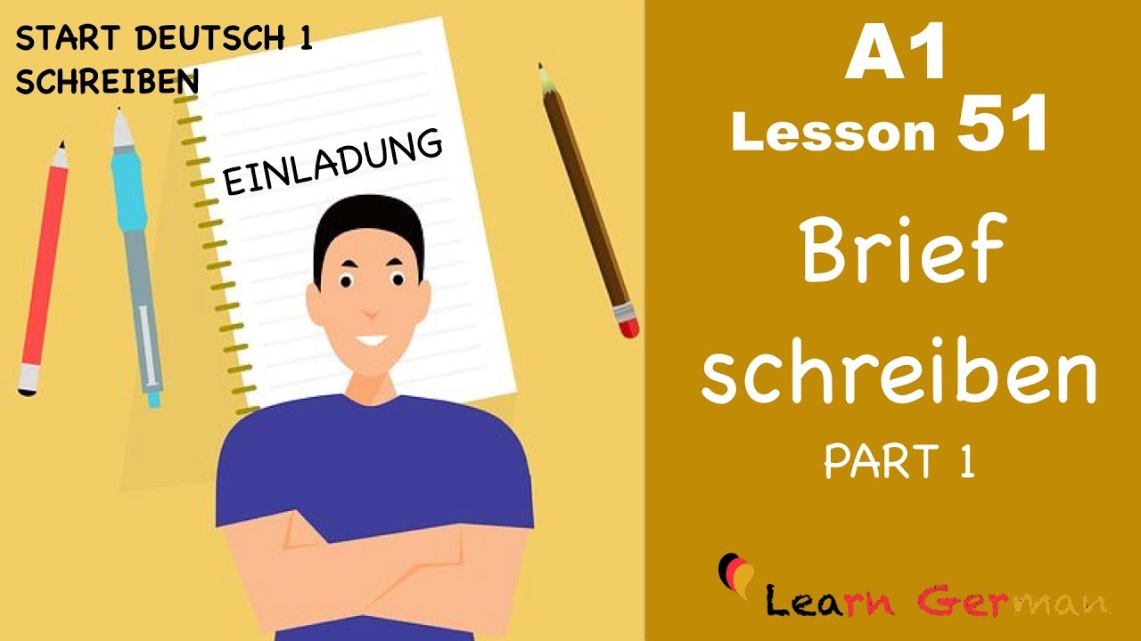 A1 - Lesson 51 | Brief schreiben-Einladung | Letter writing-Invitation | Learn German for beginner