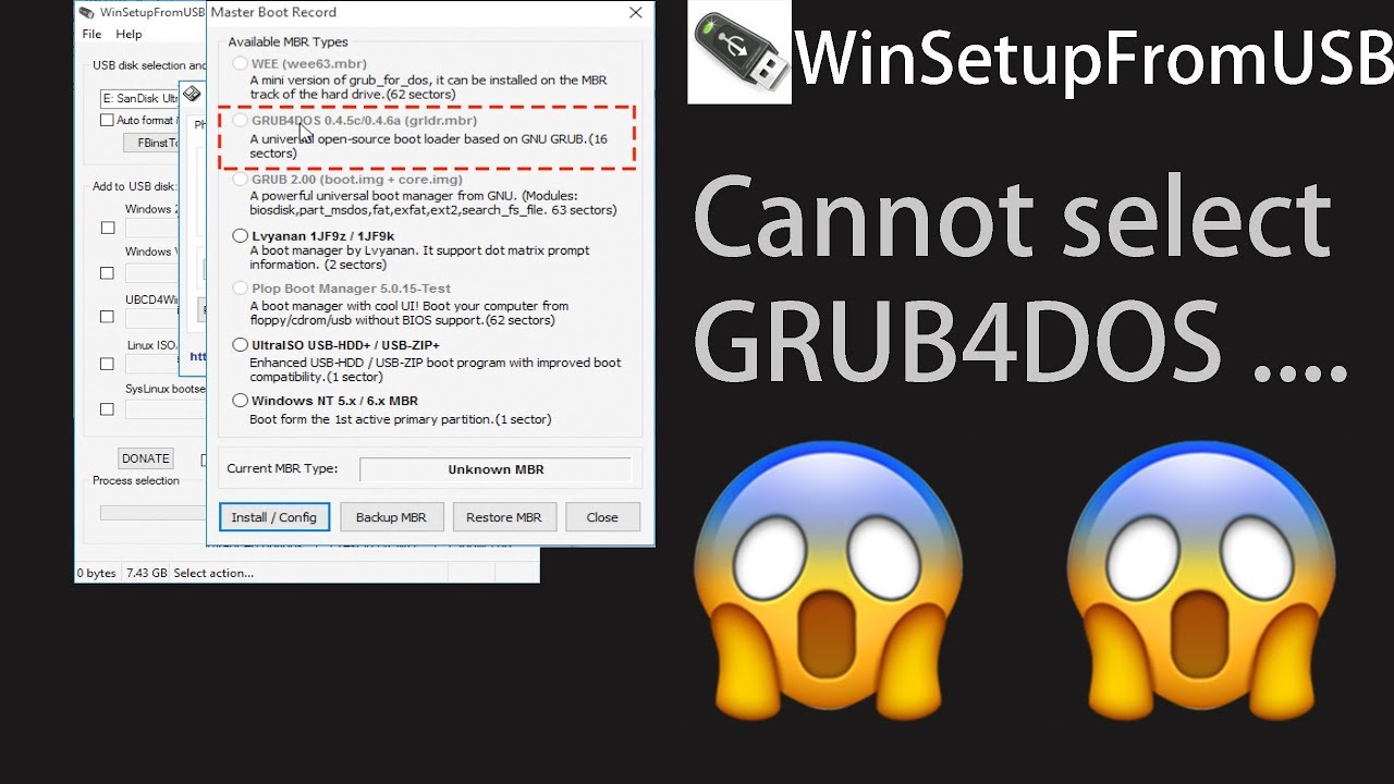 GRUB4DOS is disabled in WinSetupFromUSB. How to deal with it?
