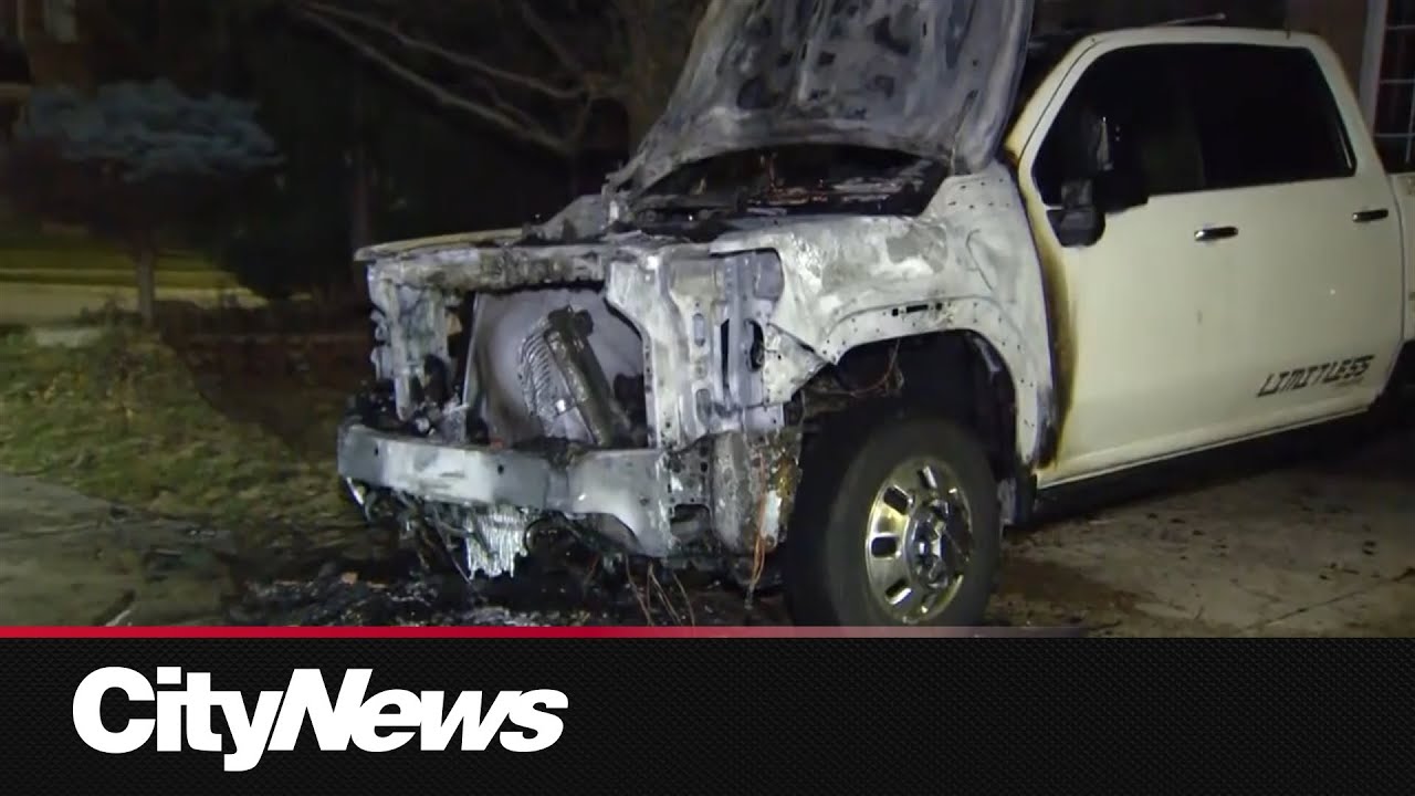 Arson caught on camera as police investigate a string of tow truck fires in Brampton