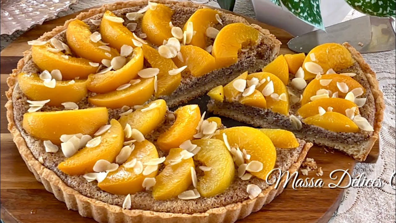 Recette de Tarte aux amandes et Pêches 🍑#dessert #fruits