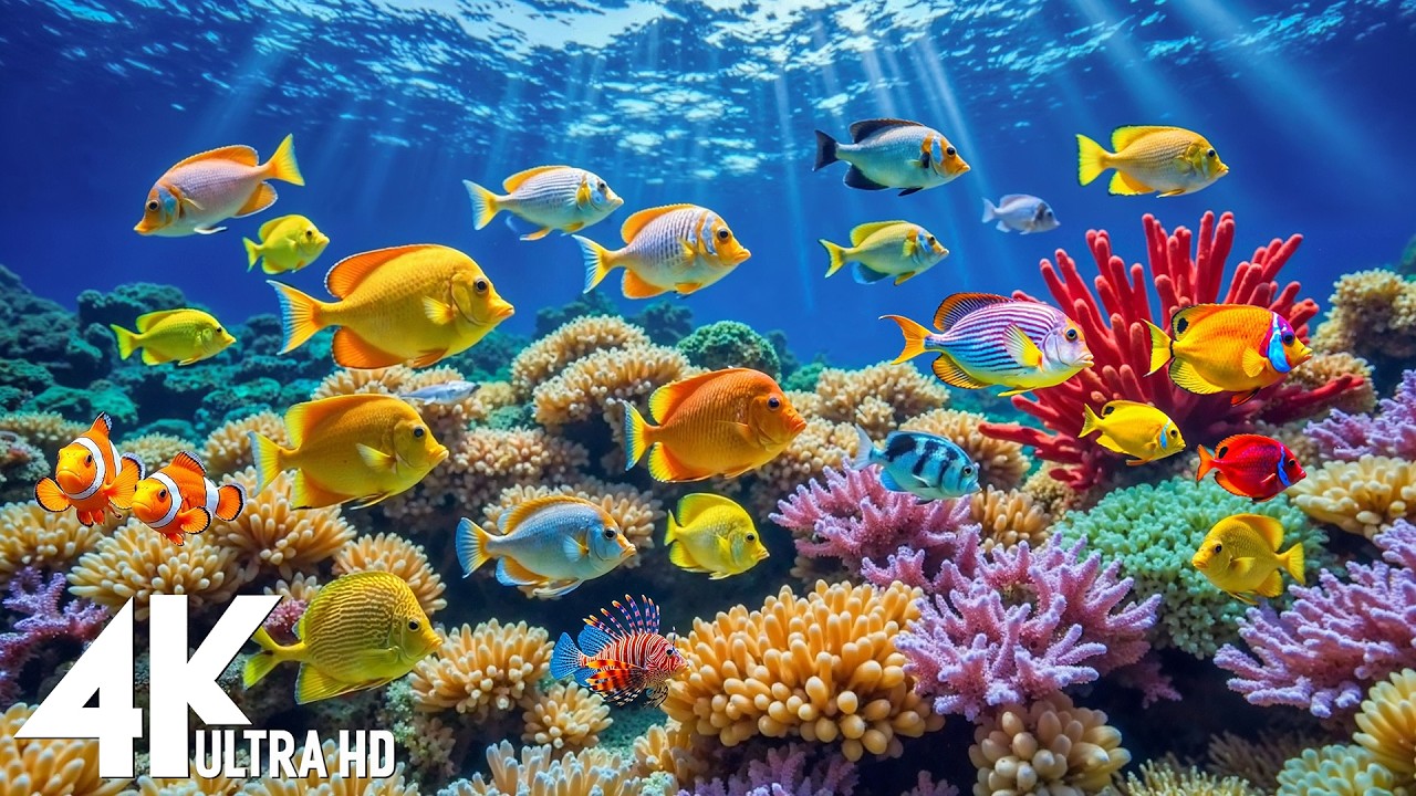 Under Red Sea 4K -Beautiful Coral Reef Fish in Aquarium, Sea Animals for Relaxation,4K Video UHD #22