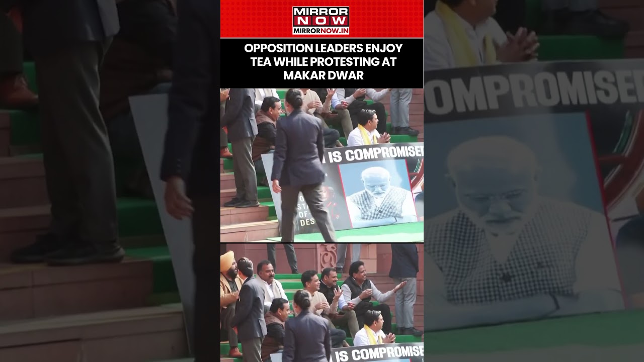 Opposition Leaders Enjoy Chai Time While Protesting Outside Parliament's Makar Dwar | Watch #shorts