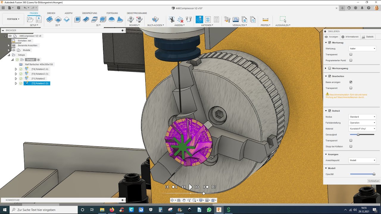 Maschinensimulator Fusion 360 - 4. Achse -Turbinenrad